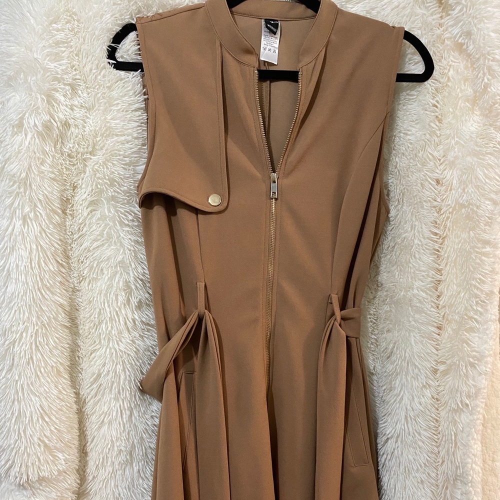 Brown zip front dress